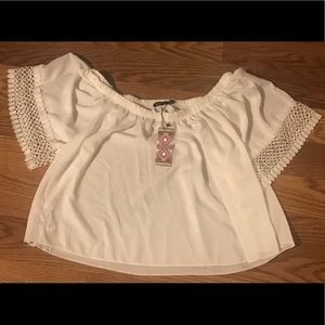 BOOHOO white off the shoulder top